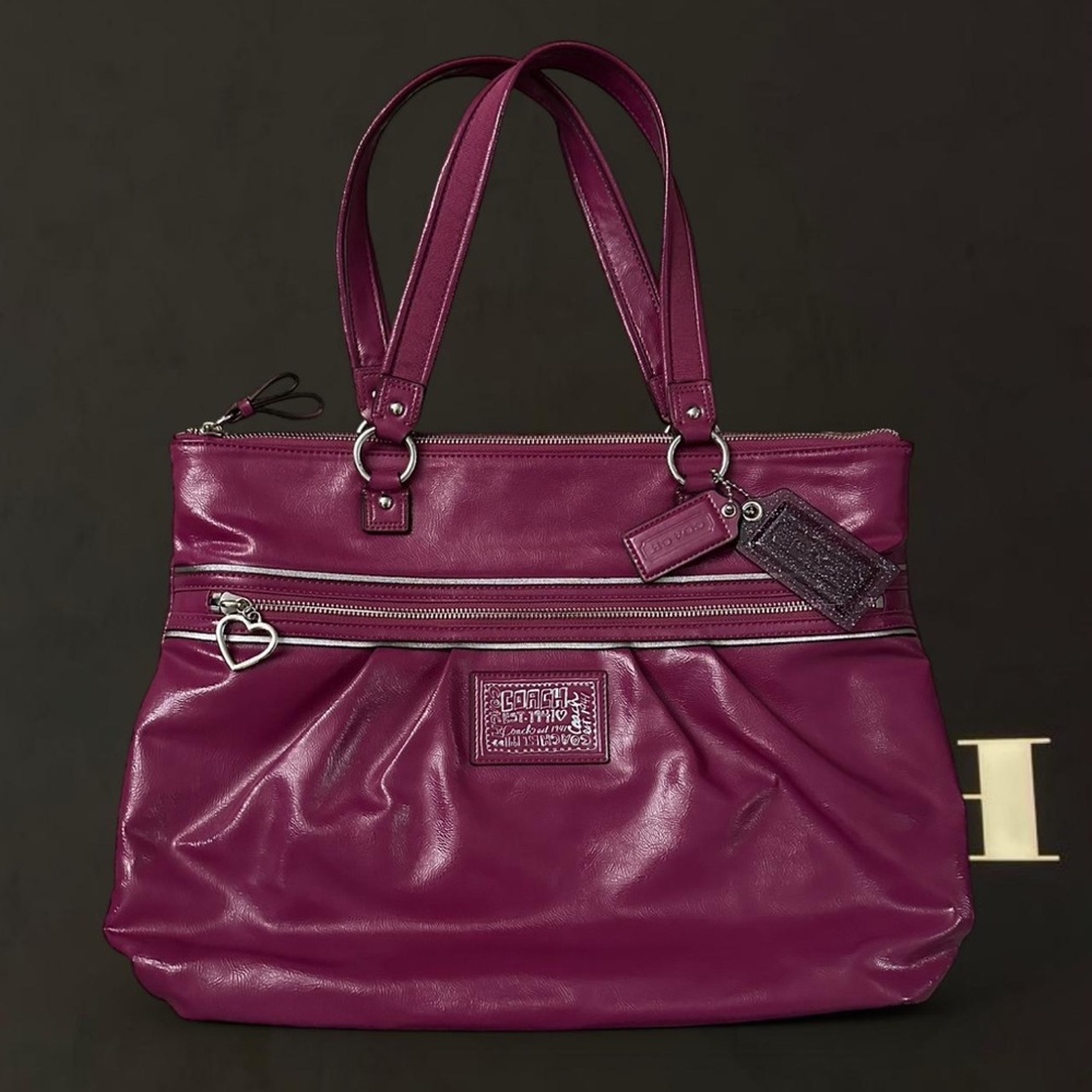 Coach Poppy Magenta Gloss Leather Tote